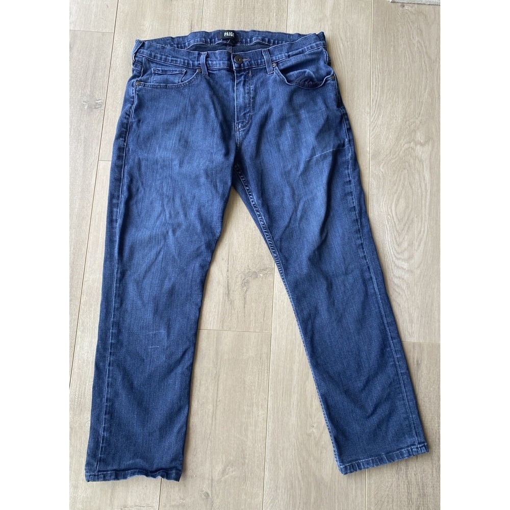 Paige Federal Jeans Mens 33x30 Dark Blue Slim Straight Leg Stretch‎ Denim USA